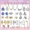 Sterling Silber Ohrringe 2024 Winter Neues Weihnachtsgeschenk Blaue Herbarium Cluster Halskette Damen Original Schmuck