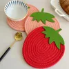 Table Mats Cartoon Red Pink Strawberry Placemat For Dining Drink Tea Cup Dish Drying Mat Pad Cotton Pot Holders