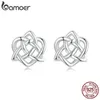 Earrings BAMOER 925 Sterling Silver Celtic Knot Ear Studs Earrings Heart Shape Twisted Line Earrings for Women Trendy Jewelry Gift