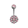 Navelklockknapp ringer 16g 10 mm Barbell Rostfritt stål Piercing Belly Button Jewelry for Girls Pink Zircon Gothic Navel Ring Women Body Accessories YQ240125