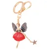 Llaveros Angel Girl Design Butterfly Wing Fairy Llavero Rhinestone Dancing Ballet Coche Llavero para niñas Mujeres