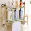 Ensemble d'accessoires de salle de bain de luxe en cristal et argent, ensemble de matériel de bain en laiton poli doré, produits de salle de bain muraux, panier Rack3 240123