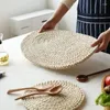 Table Mats Corn Fur Woven Dining Mat Heat Insulation Pot Holder Round Coasters Coffee Drink Tea Cup Placemat LX9348