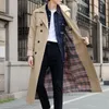 Mäns jackor Mens Long Casual Coat Genderless 2024 Autumn Winter Fashion British Style Temperament Slim Retro Solid Color Jacket unisex