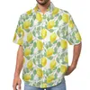 Freizeithemden für Herren, bezauberndes, loses Hemd mit Zitronendruck, männliches Strandfrüchte-Muster, Sommergrafik, kurzärmelig, Neuheit, Übergrößenblusen