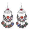Boucles d'oreilles pendantes Vintage Gypsy Tribal métal découpé coloré acrylique cristal pièces goutte pour femmes bohème ethnique robe de mariée oreille bijoux
