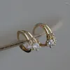 Orecchini a cerchio Mini argento sterling 925 semplice zircone doppio strato per le donne Accessori per gioielli rotondi per feste da sposa