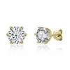 Stud Haute Qualité Style Classique Six Griffes Véritable D Couleur Mosang Pierre Boucles D'oreilles Femme 925 Sterling Sier Plaqué Or Oreille Ornements Dr Ottte