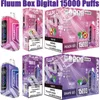 Fluum Box Digital 15000 Sbuffi E Sigarette Usa e getta Vape 0% 2% 3% 5% 25ml Pod preriempito 1.2ohm 650mah Batteria ricaricabile Vaper Pen Disattivabile