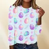 Kvinnors T -skjortor Fashion Round Neck Casual Easter Egg Print Långärmning Skjorta Kvinnor Toppar Tee For Women Summer