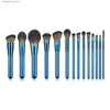 Pinceaux de maquillage 14 ensemble de pinceaux de maquillage fond de teint de maquillage de luxe et pinceau de fard à paupières brosse de nettoyage de cils outils cosmétiques professionnels de haute qualité Q240126