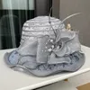 Fascynatorzy damskie Millinery Church Hat Elegancki łuk szerokie Brim Brim Buły Hats Derby Fedora Women Summer Sunable Sun Cap 240125