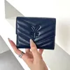 Designer fashion wallet Men's and women's leather luxury sheepskin triple fold money clip Lightweight Doka solid color storage bag