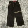 Мужские джинсы JNCO Мужчины Y2K Высокое качество с вышитыми узорами Мешковатые хип-хоп Винтаж 2000-х годов Женская уличная одежда с талией