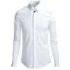 Lyxvarumärke Herrklänning Skjortor Fashion Design Mänskjorta Långärmad kemis Homme White Slim Fit Tuxedo Shirt Camisa Social