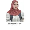 Roupas étnicas Senhoras 'Xale Cor Sólida Beading Muçulmano Hijab Amira Mulheres Simples Confortável Headband Bottoming Cap Headwrap Headscarf