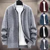 Männer Jacken Winter Männer Mantel Stehkragen Einfarbig Dicke Oberbekleidung Strickjacke Zipper Casual Lose Alle Match Jacke Für arbeit