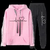 Herren Hoodies Sweatshirts Herbst Winter Frauen Trainingsanzug Hoodies Anzug EKG Gedruckt Casual Sport 2 Stück Set Frauen Outfits Mode Jogging Pullover Kleidung T240126