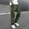 Men's Pants Nouveau 2023 Cargo pantalon pantalon pour hommes pleine longueur couleur unie ample multi-poches cordon poches pantalon mâle Cargo pantalon T240126
