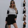 Casual Dresses In Patchwork Comfortable Fashion Round Neck Bag Buttock Long Sleeve Simple Dress Classic Versatile Vestidos
