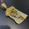 Bijoux à la mode Hip Hop 3D, pièce de visage de jésus, pendentif en argent Sterling glacé VVS Moissanite pour hommes