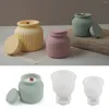 Candle Holders DIY Circular Striped Bottle Storage Tank With Lid Silicone Mold Cement Gypsum Concrete Art Production Supplies Decoration