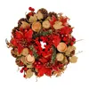 Decorative Flowers Christmas Wreath For Table Centerpiece Pinecone Candle Holder Garland Holiday 30cm Cute Decoration With Artificial Red