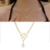 Chains Metal Woven Mesh Pearl Necklace Ins Net Red Simple Female Sweater Chain Campus Clavicle Accessories