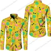 Men's Casual Shirts Mens Hawaiian Shirt Male Colorful Tropical Plants Floral Print Beach Long Sleeve Plus Size Camisa Hawaiana Hombre