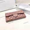 Designer Women gewatteerd kalfsleer lederen vouwzak lange portemonnee 19x10cm gouden hardware buckle multi pochettes klassieke luxe roze/zwarte kaarthouder tas munten zakje