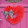 Decorative Flowers Valentines Day Wreath For Front Door Heart Valentine With Plaid Bow Farmhouse Decor