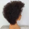 Korte Mongoolse Afro Kinky Curly Wig Pre -geplukt 360 kanten frontale pruiken menselijk haar voor zwarte vrouwen synthetische kanten pruik 180Dersity