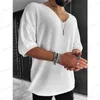 T-shirts pour hommes Vêtements pour hommes Pull tricoté décontracté pour hommes Demi-manches Col en V Pulls solides Tops Mode Slim Fit Pulls Hommes Streetwear T240126