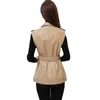 Women's Leather Sheepskin Jacket Long And Fashionable Sleeveless Lace Up Slim Fit Windbreaker Vest Versatile