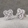 Bijoux fins femmes poire coupe Moissanite 10k or blanc boucle d'oreille fleur forme bijoux boucles d'oreilles Def Moissanite boucles d'oreilles