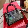 Designer Totes Handväskor Kvinnor Fashion Crystal Decorative Satin Mini Handväska Diamond Party Shoulder Crossbody Väskor Black White Gree221n