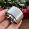 Band 12mm Big Men Black Tungsten Carbide Finger Ring Flat Band Brush Finish Wedding Gift Jewelry Comfort Fit