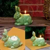 2st Candle Holders Cartoon Easter Candle Holders Harts Carved Bunny Chicken Egg Animal Forme Candlestick Home Festival Party Easter Decorations