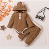 Clothing Sets Born Infant Baby Girls Clothes Solid Knitted Hoodded Bodysuit Pants 3pcs Boys 3 6 12 18 Months