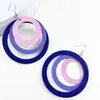 Dangle Earrings Multi Layered Gradient Color Wood Circle Fashion Women Statement Party Jewelry Gift Earwear
