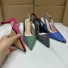 Sandaler Luxury Rhinestones Women Pumpar Fashion Wedding Party Elegant Office Sexig Stiletto Point Toe High Heeled Shoes For Ladies J240126