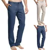 Men's Pants Cotton And Linen Outdoor Daily Solid Color Drawstring Multi Pocket Loose Straight Leg Size 13 12 Gift