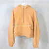 LULULEMENS WOMENS JACKETS HOODYS PLUS VELVET Autumn and Winter Yoga Hoodie Scuba Thicking Sports Half Zipper Terry Designer Tröja Löst korta kläder