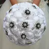 Fleurs de mariage Bouquets blancs Ruban de satin Perles de fleurs Cristal artificiel Sweet 15 Quinceanera W2269-1