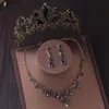 Charme barroco retro bronze preto cristal conjuntos de jóias de noiva strass tiara coroa brincos gargantilha colar casamento dubai conjunto de jóias