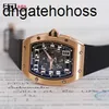 Richardmills Watch Swiss Automatic Mechanical Watches RichardMillsr RM067 Ultra Thin Mens 18K Rose Gold Black Disc Dature Mekanisk berömd LU