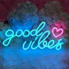 Enseigne au néon LED Good Vibes Love Neon Sign Enseignes au néon LED pour décoration murale Good Vibes Décorations murales pour chambre à coucher fête d'anniversaire Bar Pub Love Club YQ240126