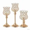 2PCS Candle Holders Decor Home Centerpiece Gold Crystal Candle Holders Dinner