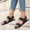 Sandaler Kvinnors modetrend Anti-slip slitage Bekväm matchande färg Sole Pure Black Shose Flat SandalSL2401