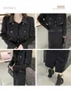 Luxury tweed Two Piece Set Women Outfits Female Vintage Lapel Short Jacka Coatspaghetti Rems Dress Suit Fall Winter Woolen S 240124